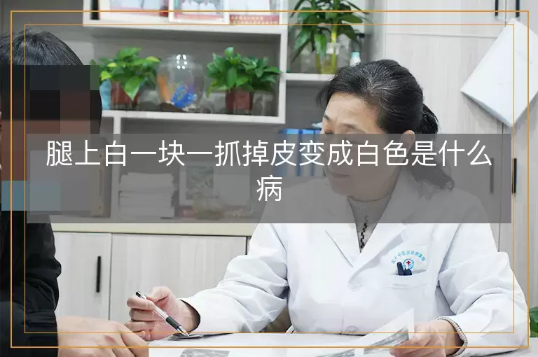 腿上白一块一抓掉皮变成白色是什么病